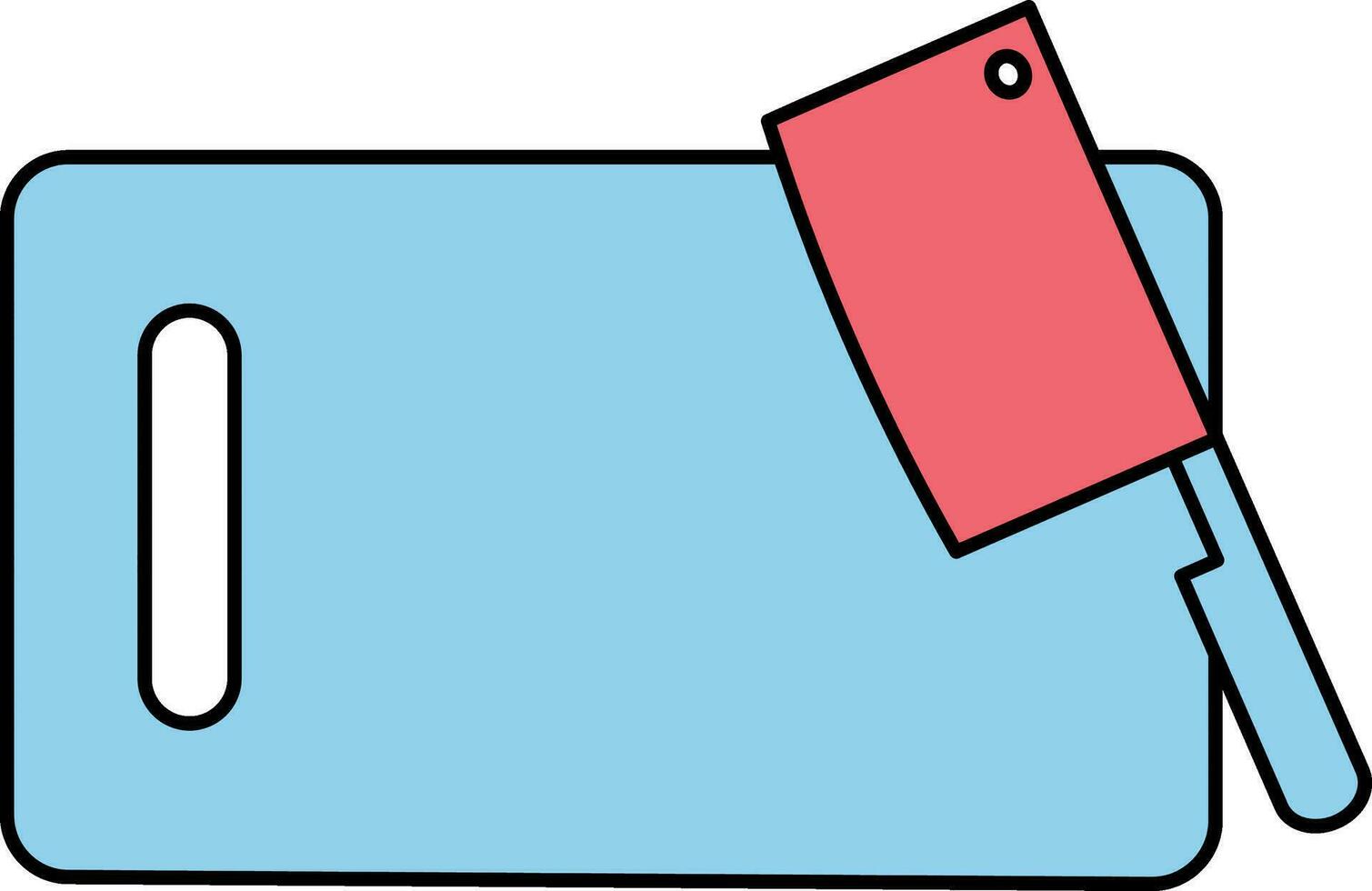 hakken bord met hakmes icoon in blauw en rood kleur. vector
