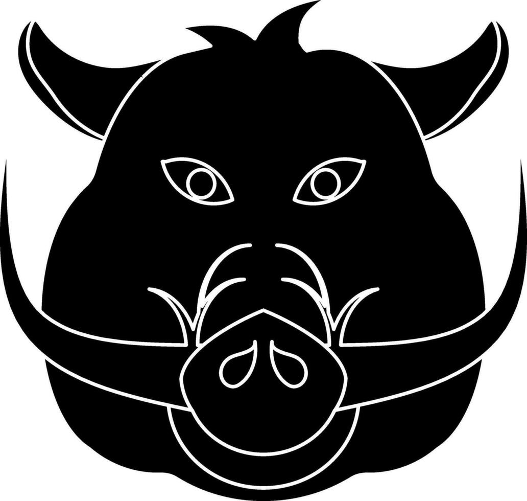 varken gezicht icoon in Chinese dierenriem teken in glyph stijl. vector