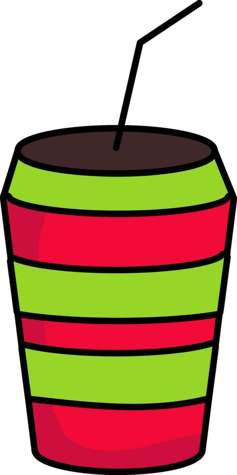 groen en rood drinken glas met rietje icoon in vlak stijl. vector