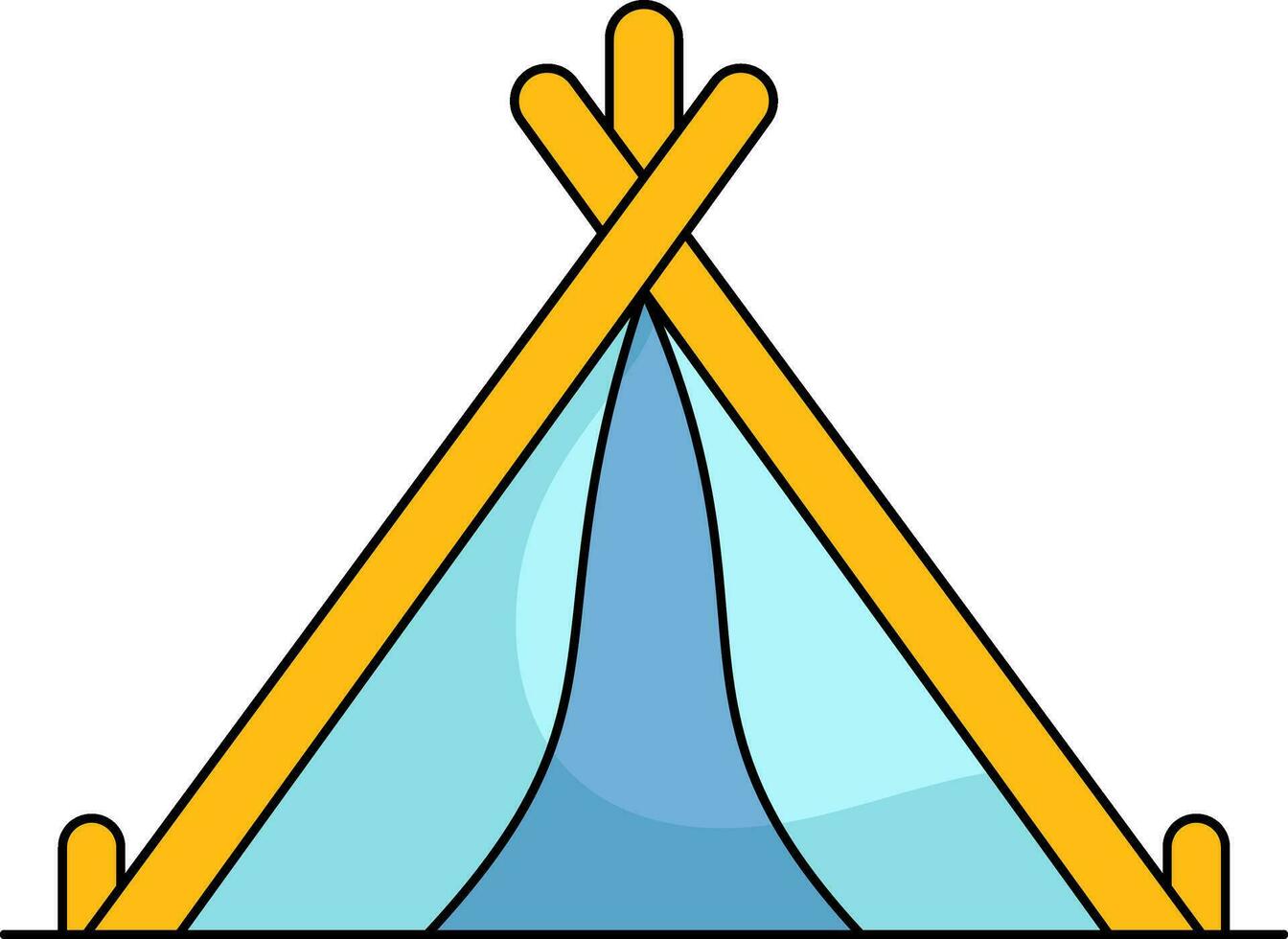 geel en blauw illustratie van tent icoon. vector