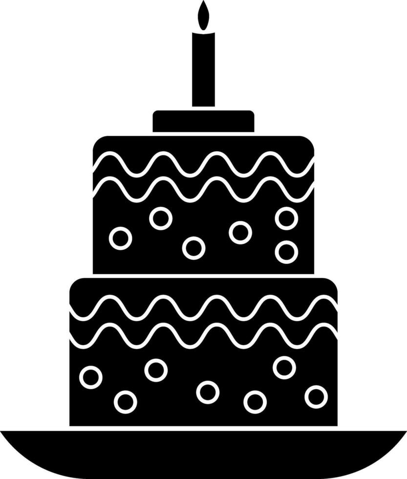 zwart en wit brandend taart icoon. vector