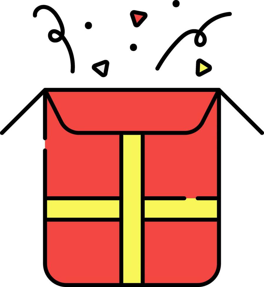 rood en geel verrassing geschenk icoon of symbool. vector