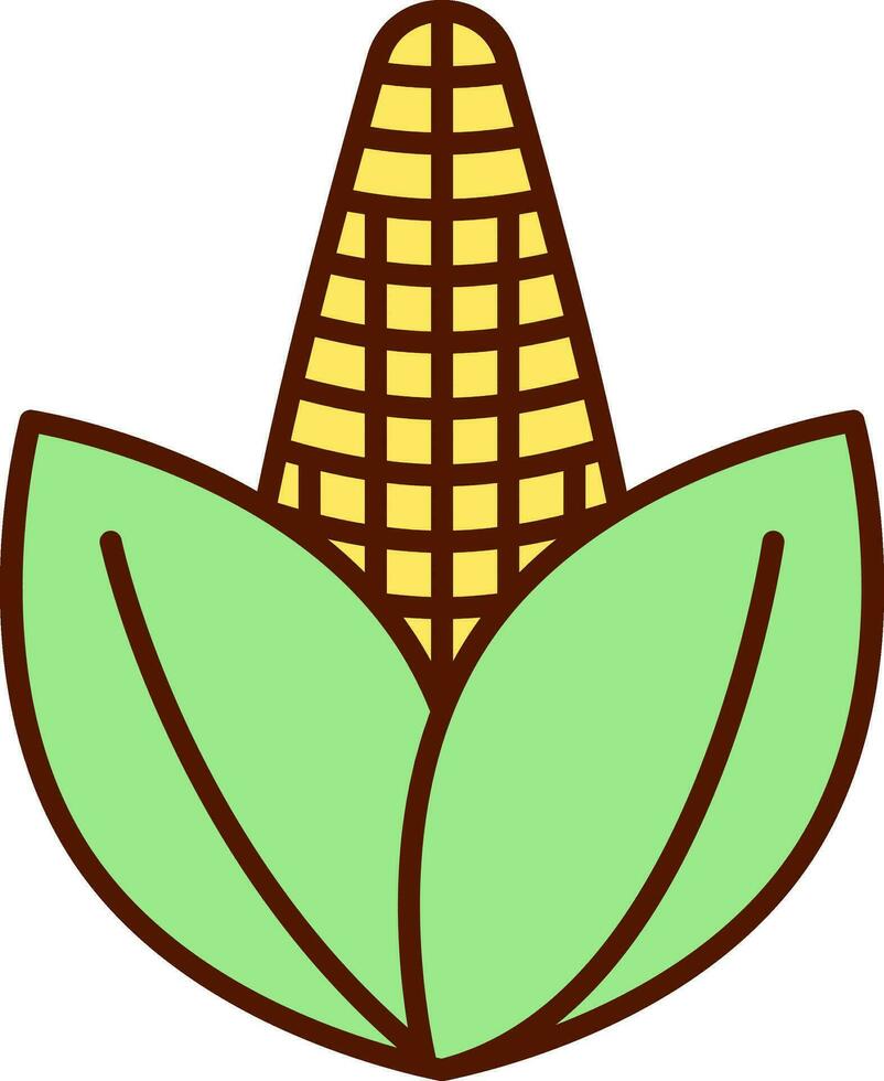 Open blad maïs icoon in geel en groen kleur. vector