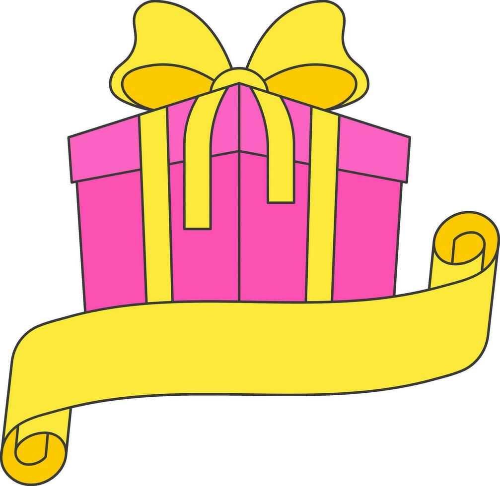 vlak stijl geschenk doos met blanco lint element in roze en geel kleur. vector