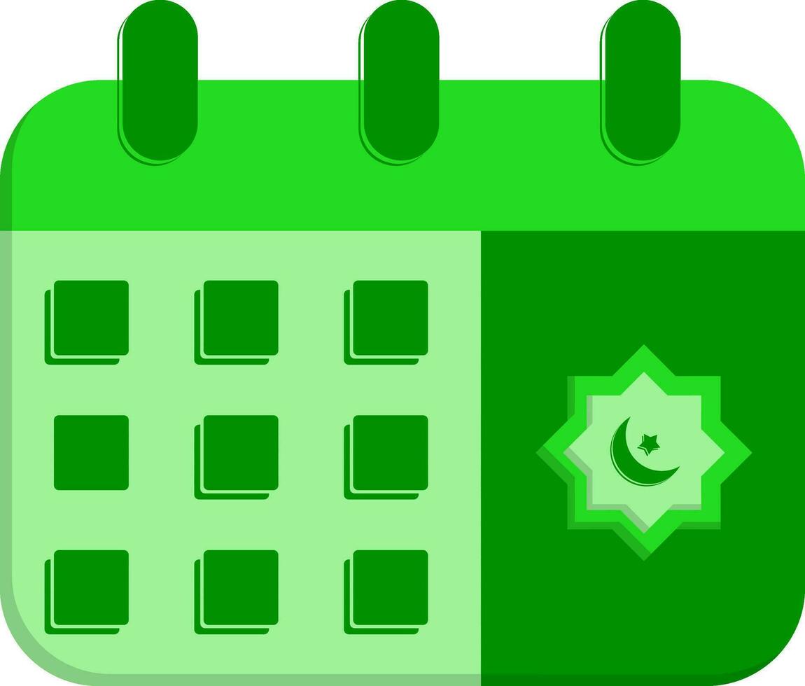 wrijven el hizb symbool kalender groen icoon of symbool. vector