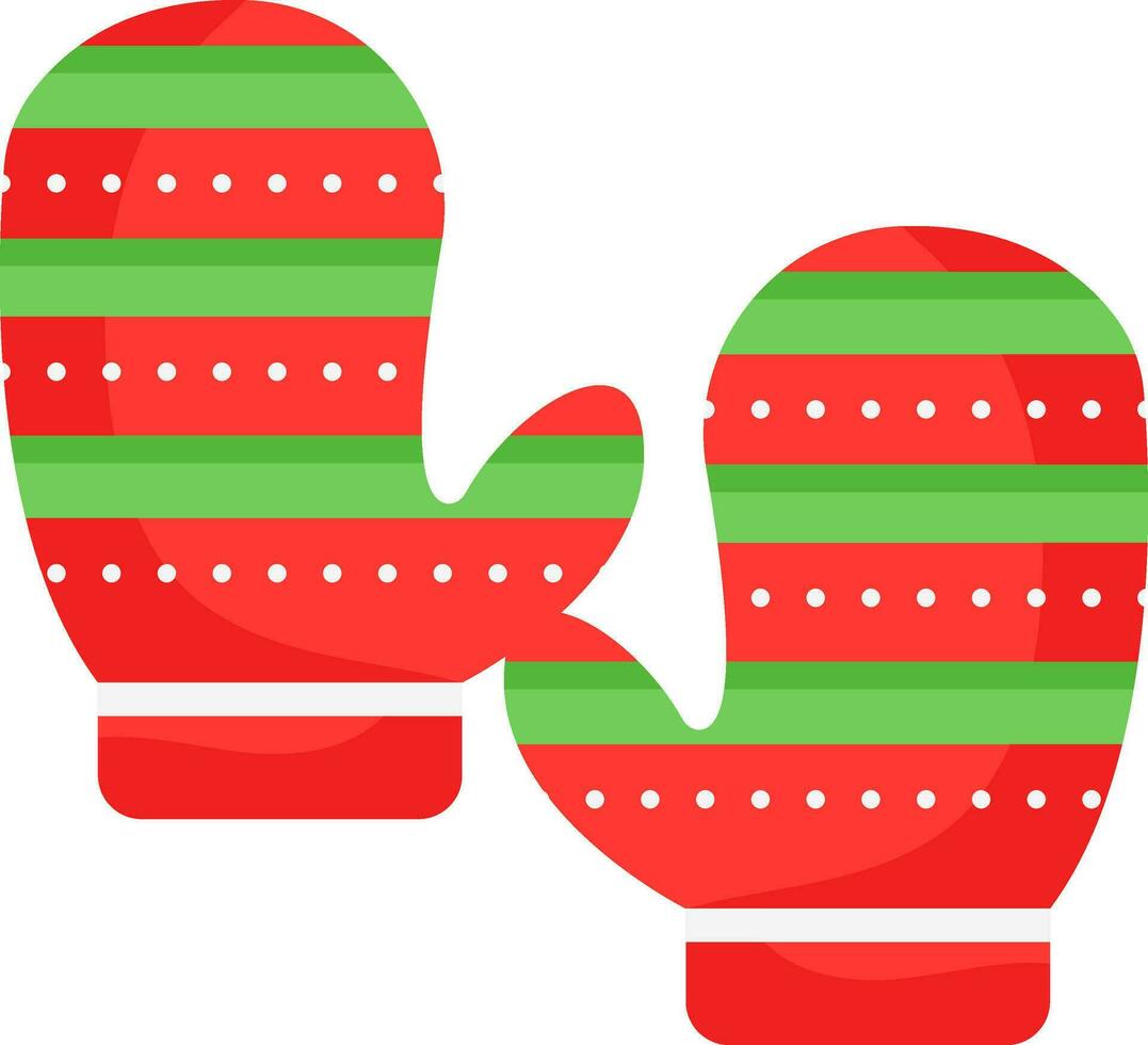 gestreept winter handschoenen icoon in rood en groen kleur. vector