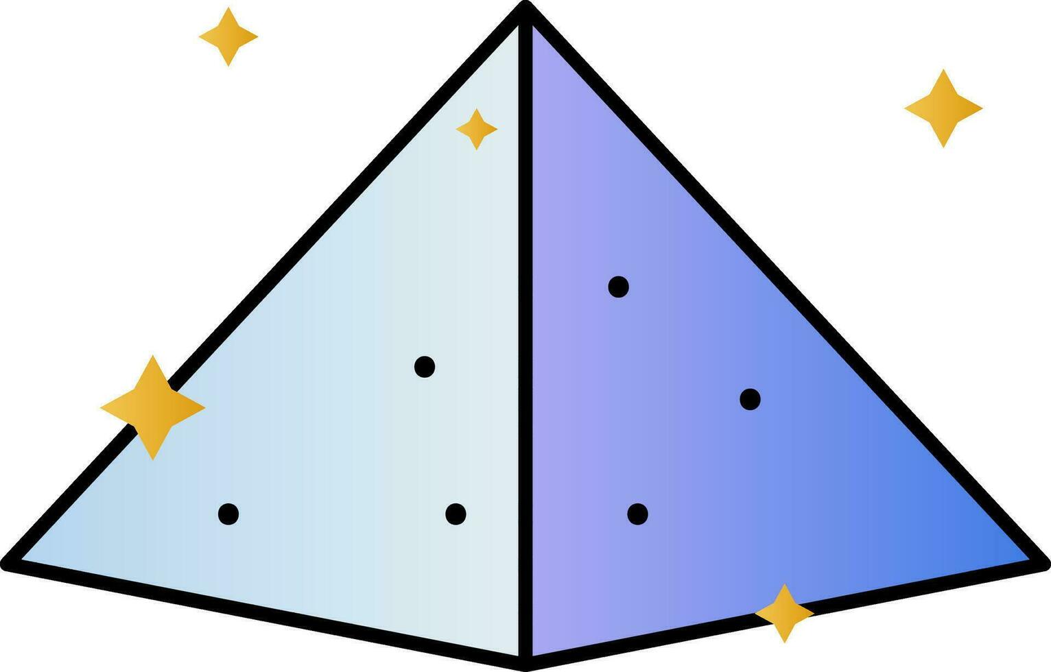 helling blauw piramide icoon in vlak stijl. vector
