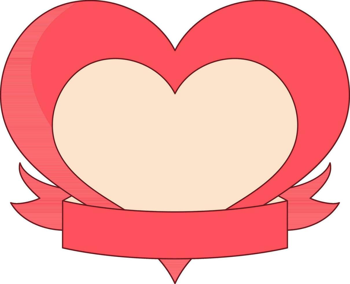 hart met lint ruimte icoon in perzik en roze kleur. vector