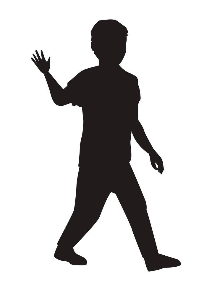 jongen lopen silhouet vector