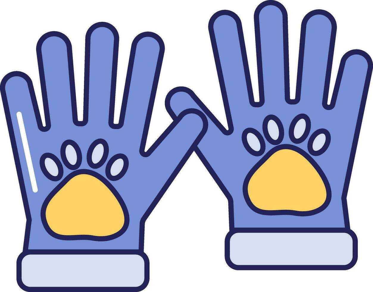 poot symbool handschoenen geel en blauw icoon. vector
