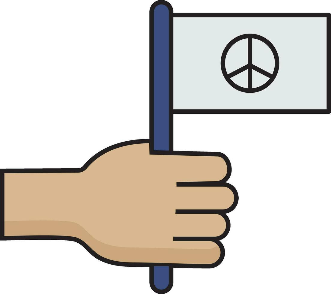 vrede vlag Holding hand- icoon in vlak stijl. vector