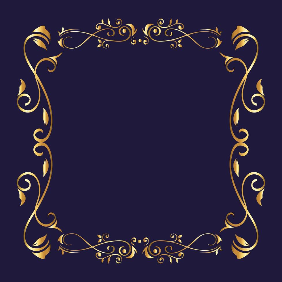 gouden ornamentkader op blauw vectorontwerp als achtergrond vector