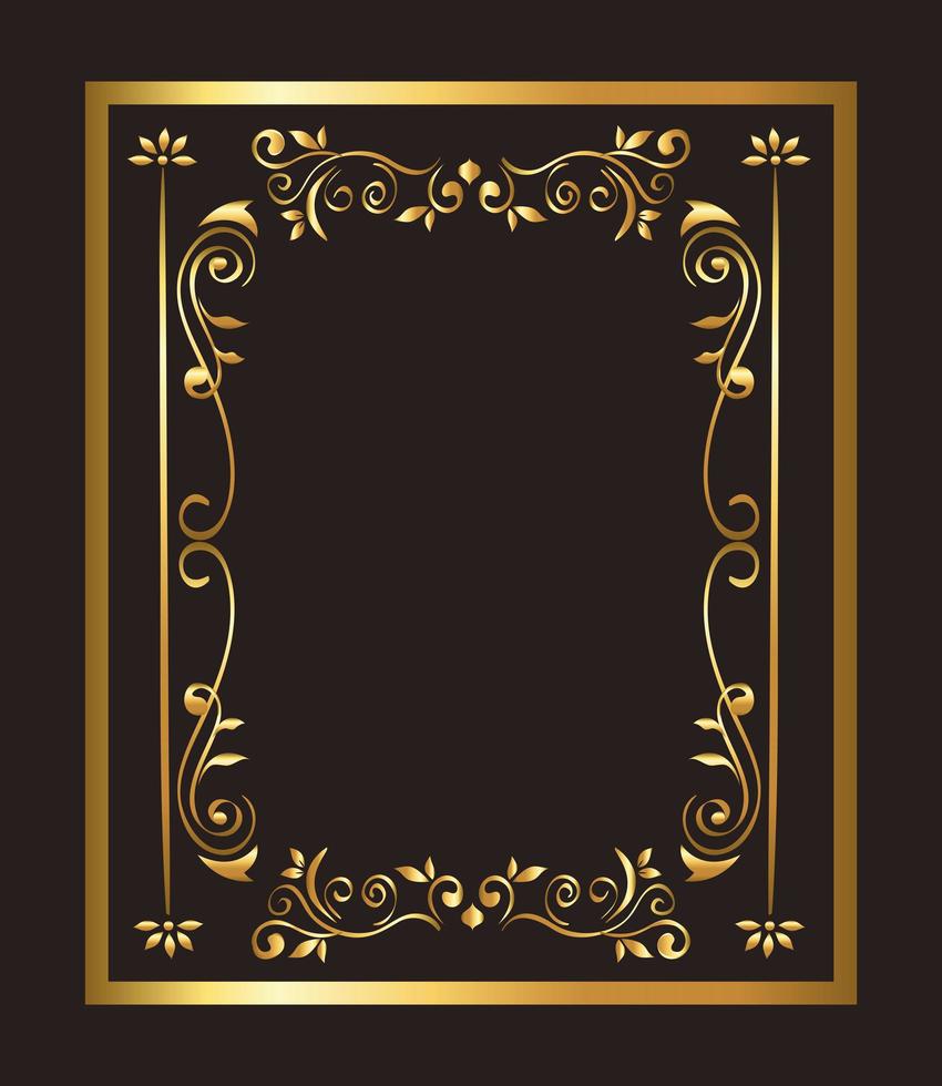 gouden ornamentkader op zwart vectorontwerp als achtergrond vector