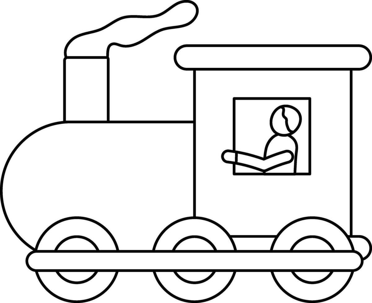 zwart schets Mens het rijden trein motor icoon. vector