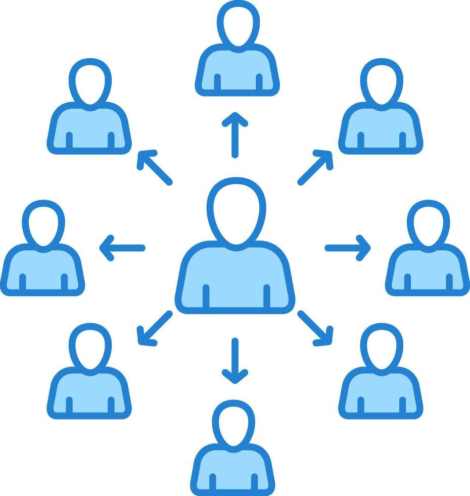 gebruiker verbinding of netwerken icoon in blauw kleur. vector