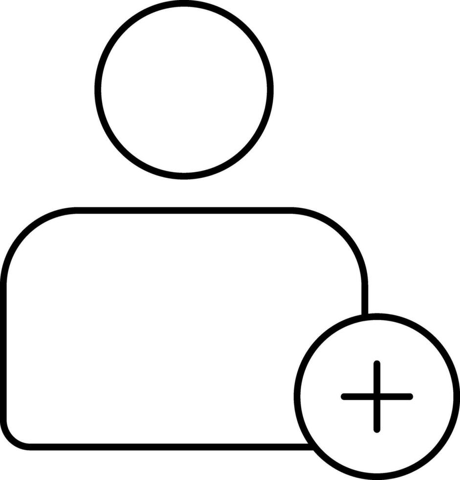 gebruiker toevoegen icoon of symbool in zwart lijn kunst. vector