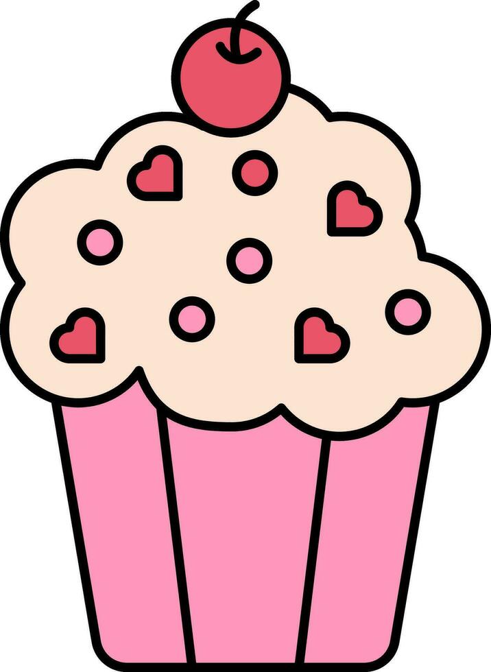 harten met BES versierd koekje icoon in perzik en roze kleur. vector