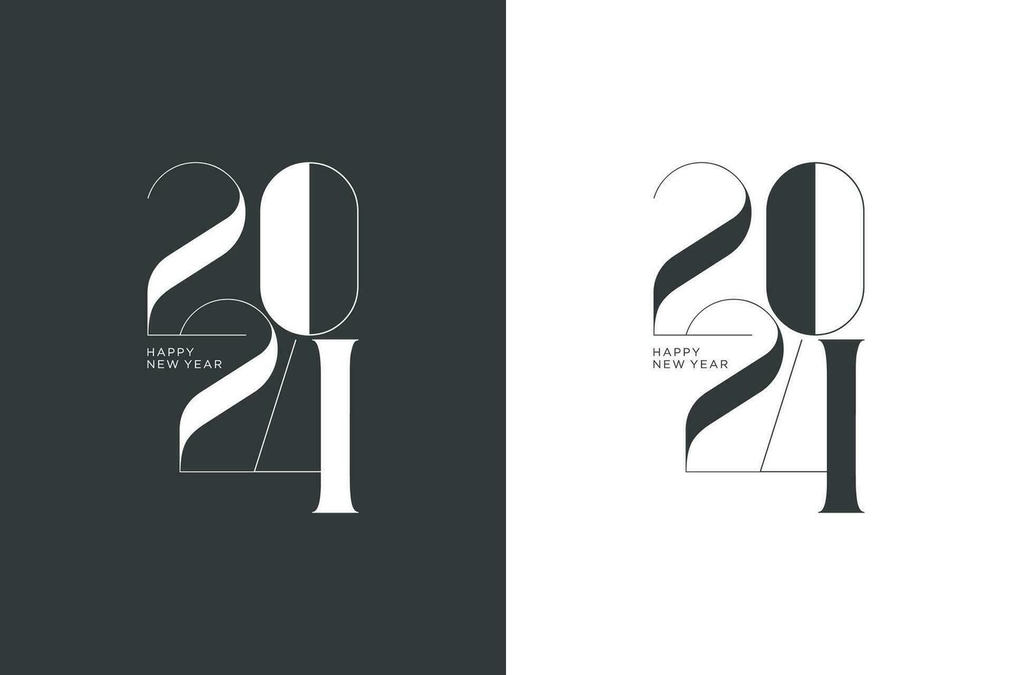 2024 nieuw jaar logo ontwerp, met schoon en elegant dun nummers, logo voor kalenders, groet kaarten en kalender het drukken vector
