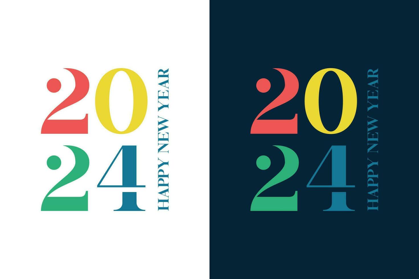 kleurrijk en met elkaar verbonden nieuw jaar 2024 logo ontwerp vector