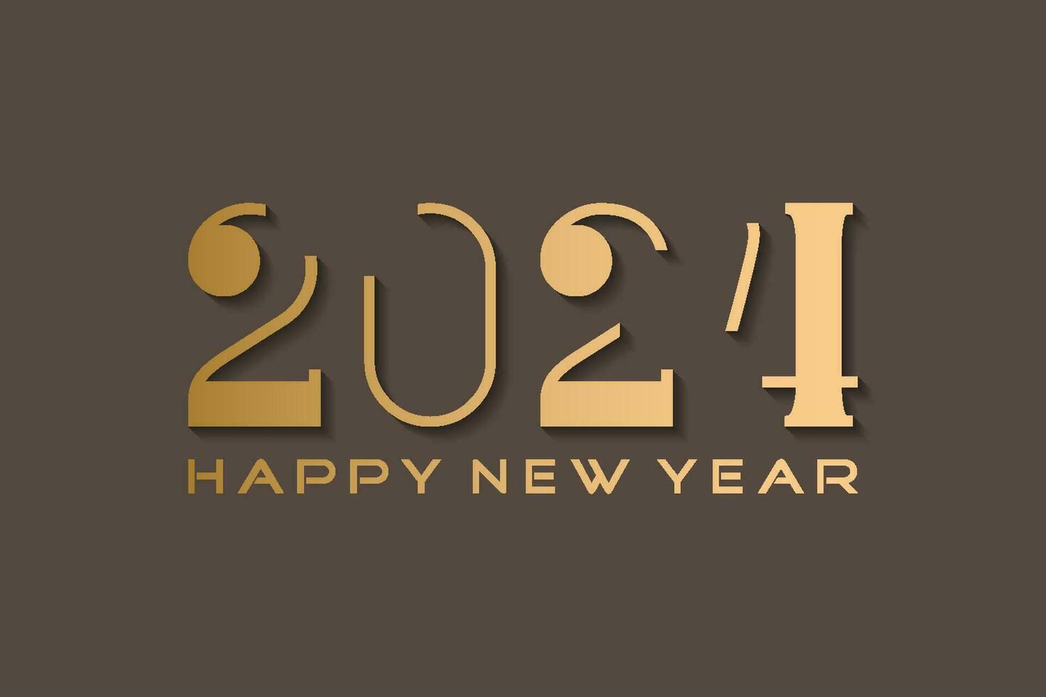 2024 gelukkig nieuw jaar nummer, goud luxe ontwerp voor groet vector