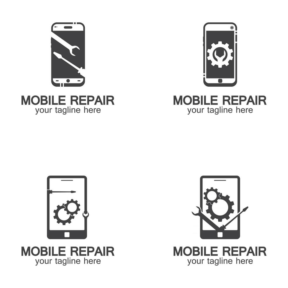 logo voor reparatie van mobiele telefoons vector