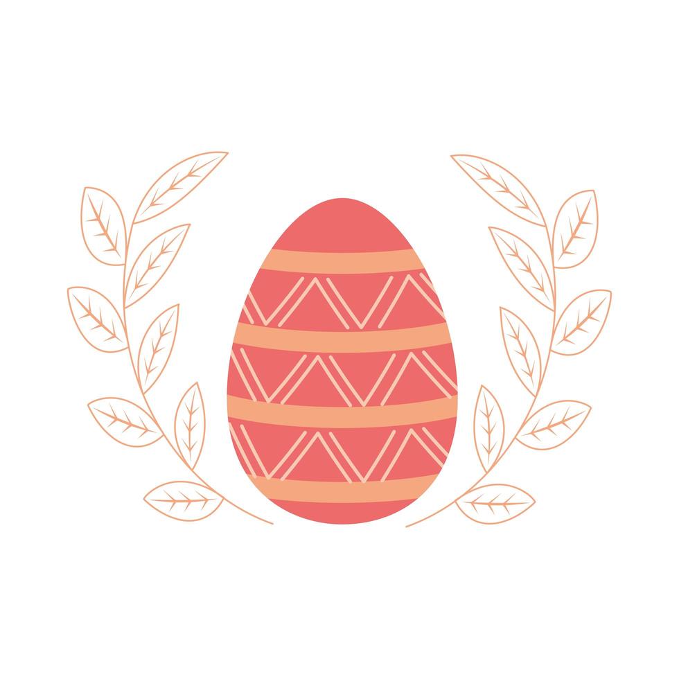 gelukkig Pasen delicaat ei en bladeren decoratie witte achtergrond vector