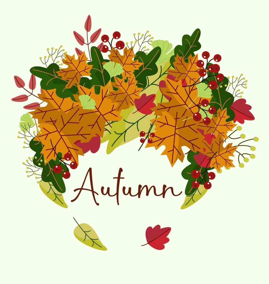 herfst bladeren, ronde kader voor tekst, helder kleuren en humeur vector