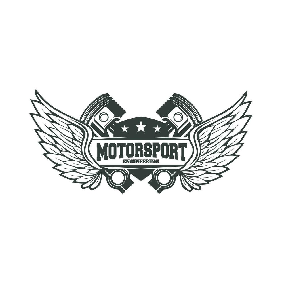 wijnoogst motorfiets club embleem. motorfiets met Vleugels. vector illustratie.
