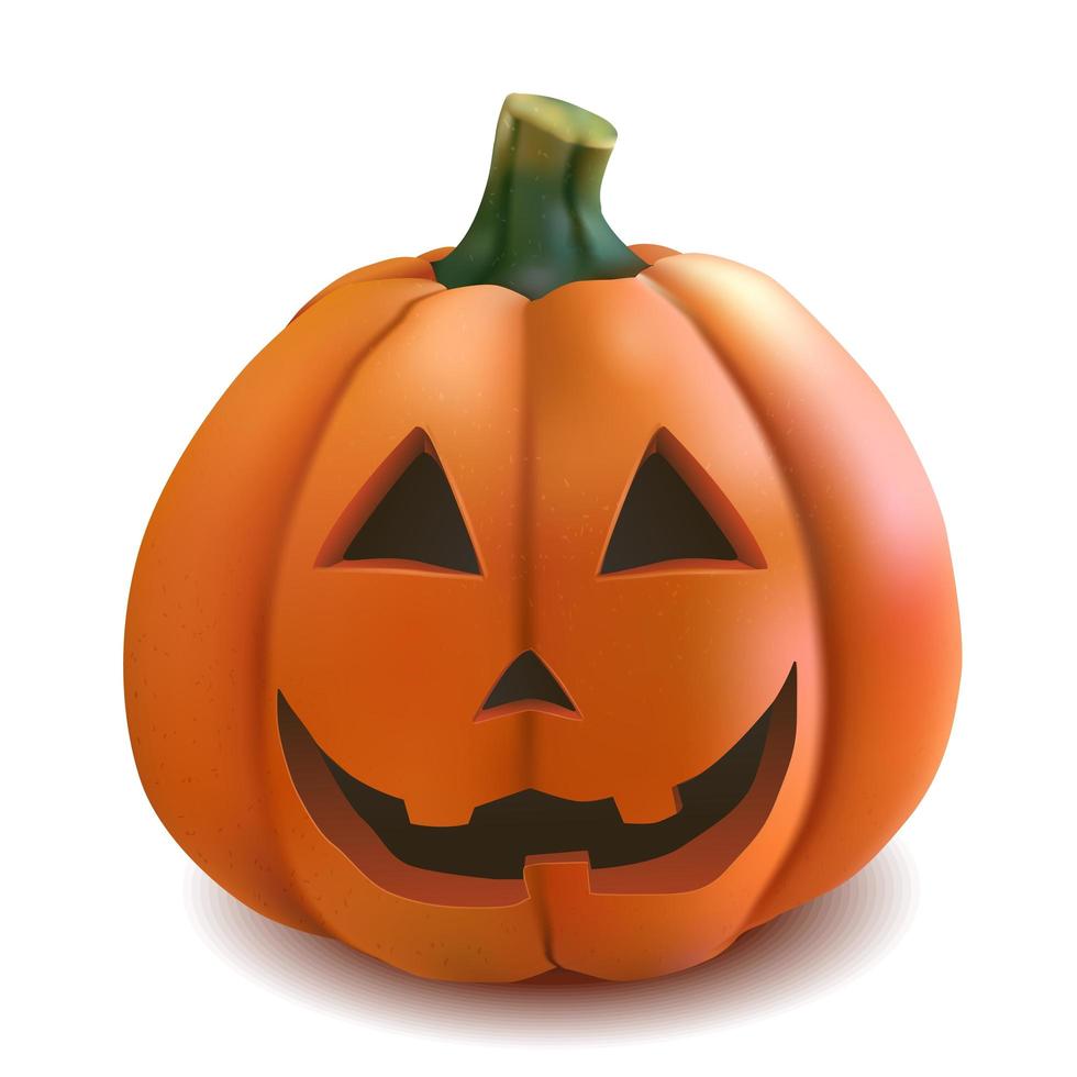 realistische Halloween-pompoen die op witte vectorillustratie wordt geïsoleerd vector