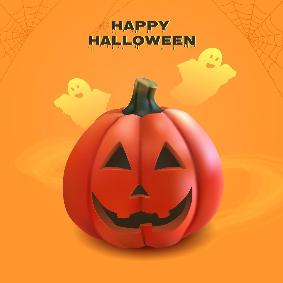 realistische halloween-pompoen en spoken vectorillustratie vector