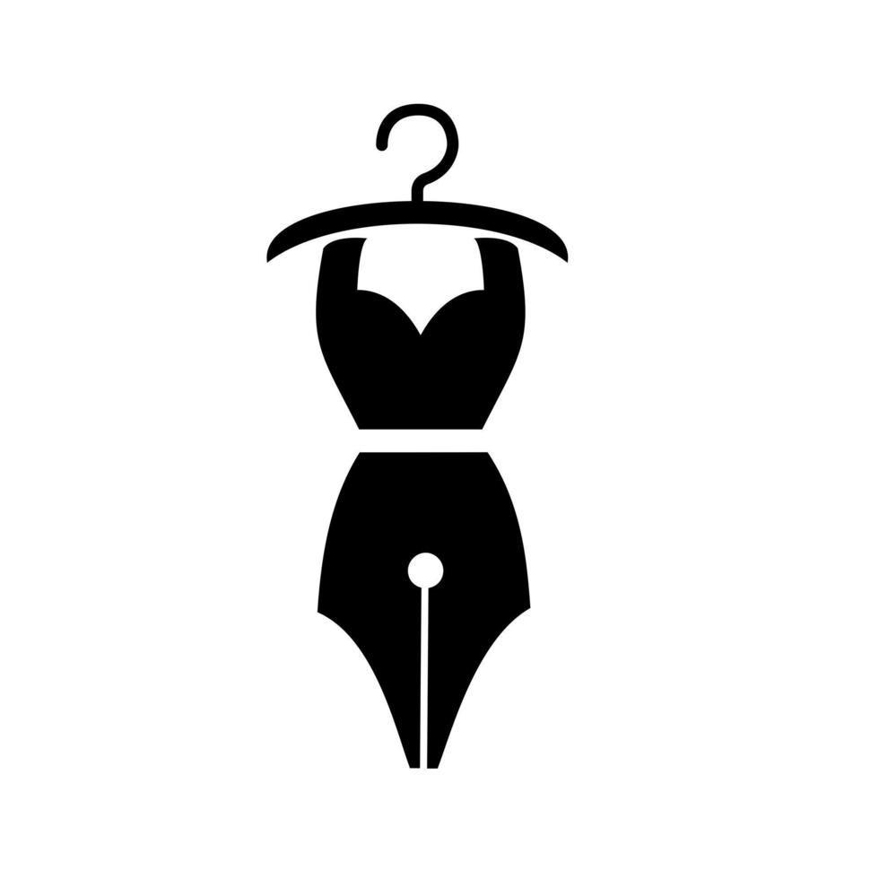 mode pen logo concept kleding met pen punt vector pictogram illustratie ontwerp