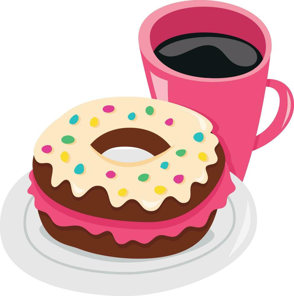 tekenfilm koffie donut bord vector