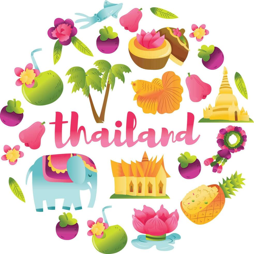 super schattig Thailand cultuur ronde decor vector