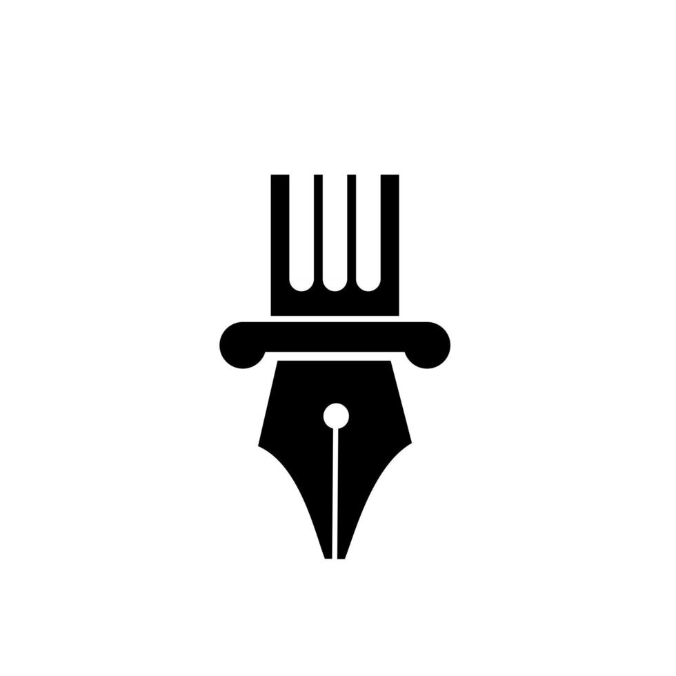 wet logo concept pijlers met pen punt vector pictogram illustratie ontwerp