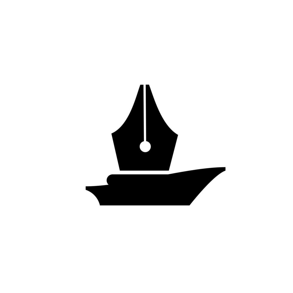 journalist avontuur logo concept zeilboot en penpunt elementen vector
