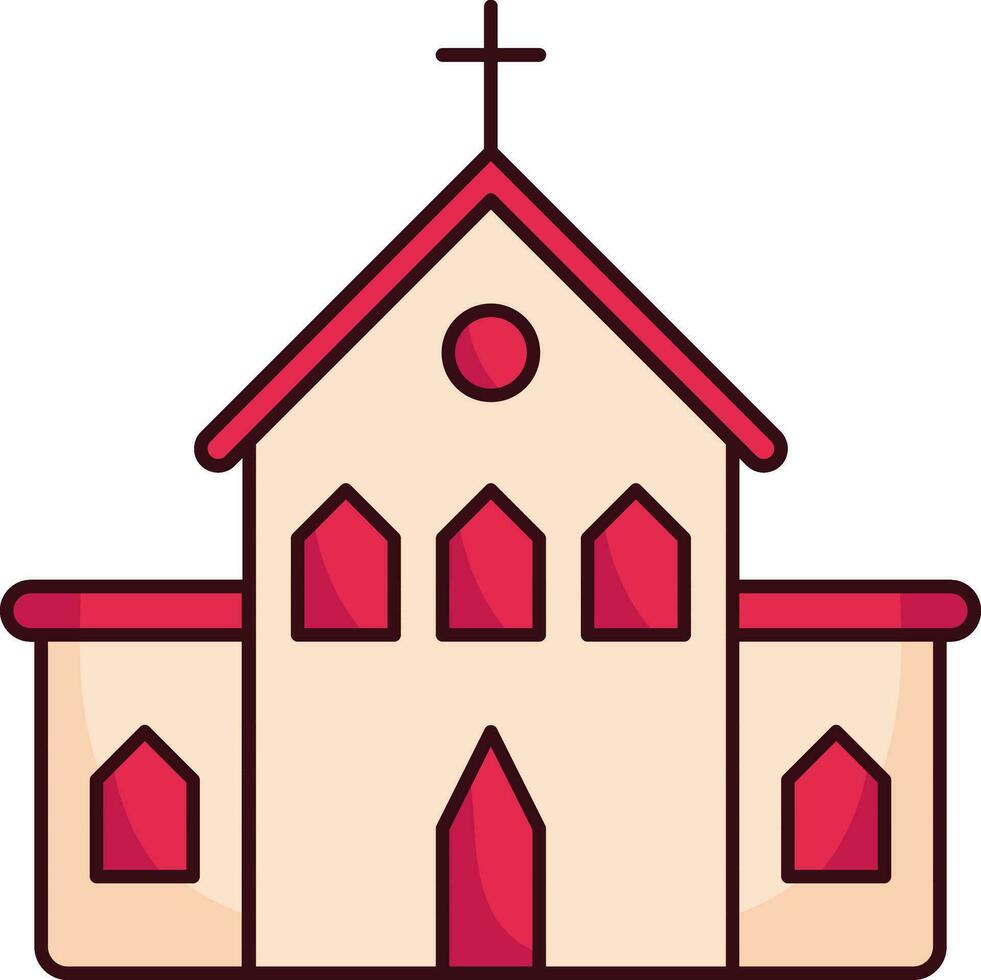 kerk icoon in rood en beige kleur vector