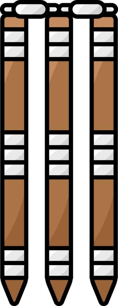 vlak stijl wicket stok icoon in bruin en wit kleur. vector