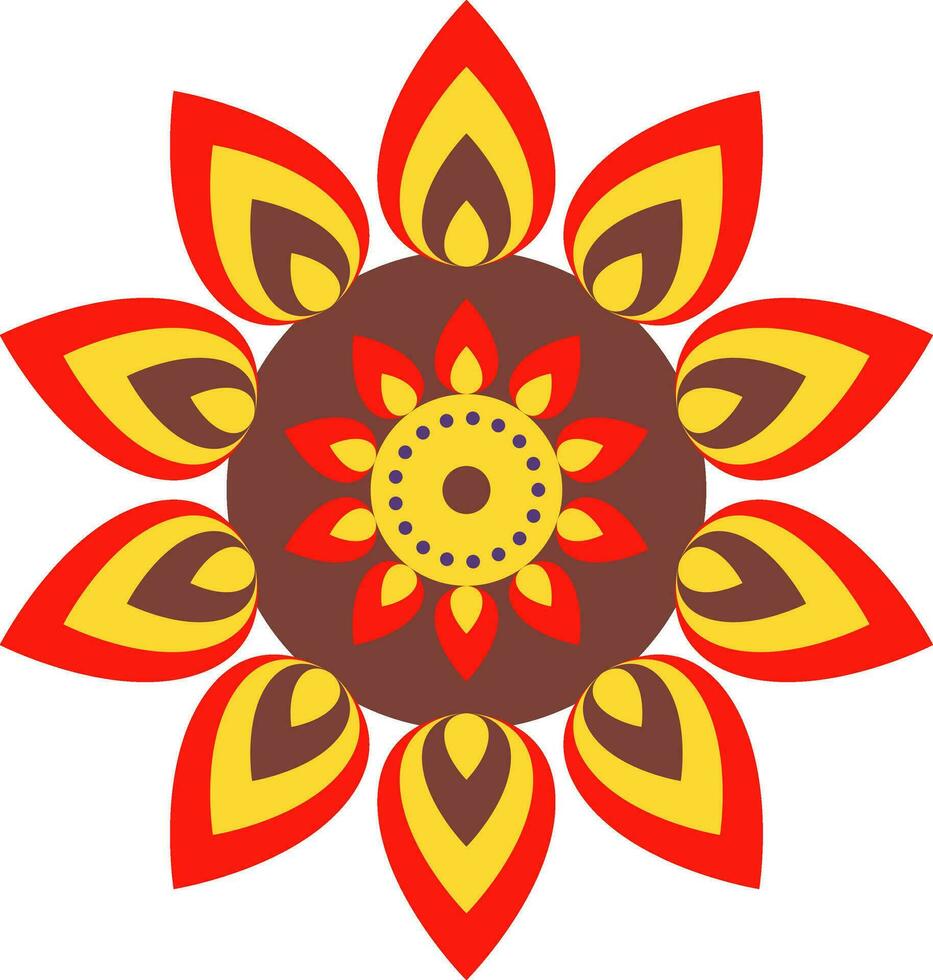 geïsoleerd kleurrijk bloem vorm rangoli icoon in vlak stijl. vector