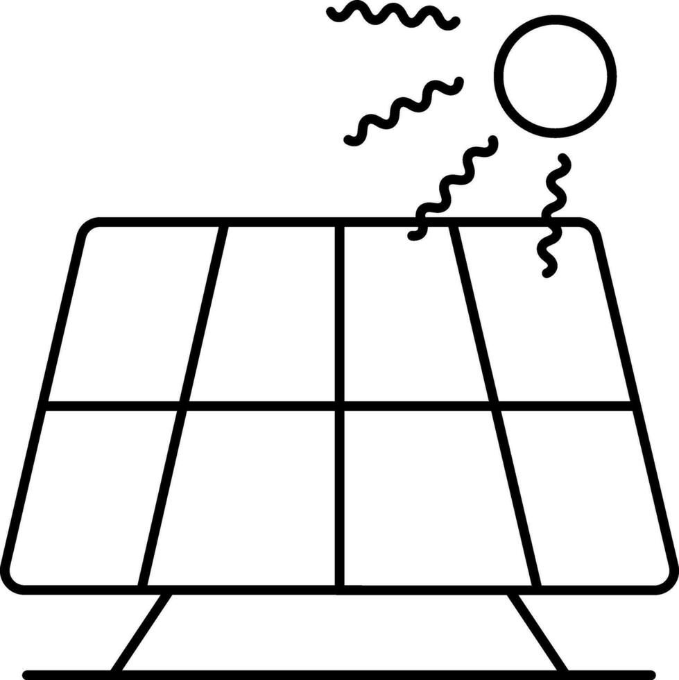 zonne- paneel met zon icoon in zwart dun lijn. vector