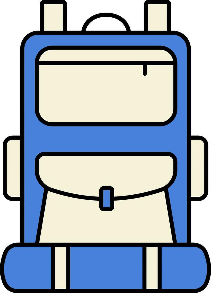 rugzak icoon in blauw en beige kleur. vector