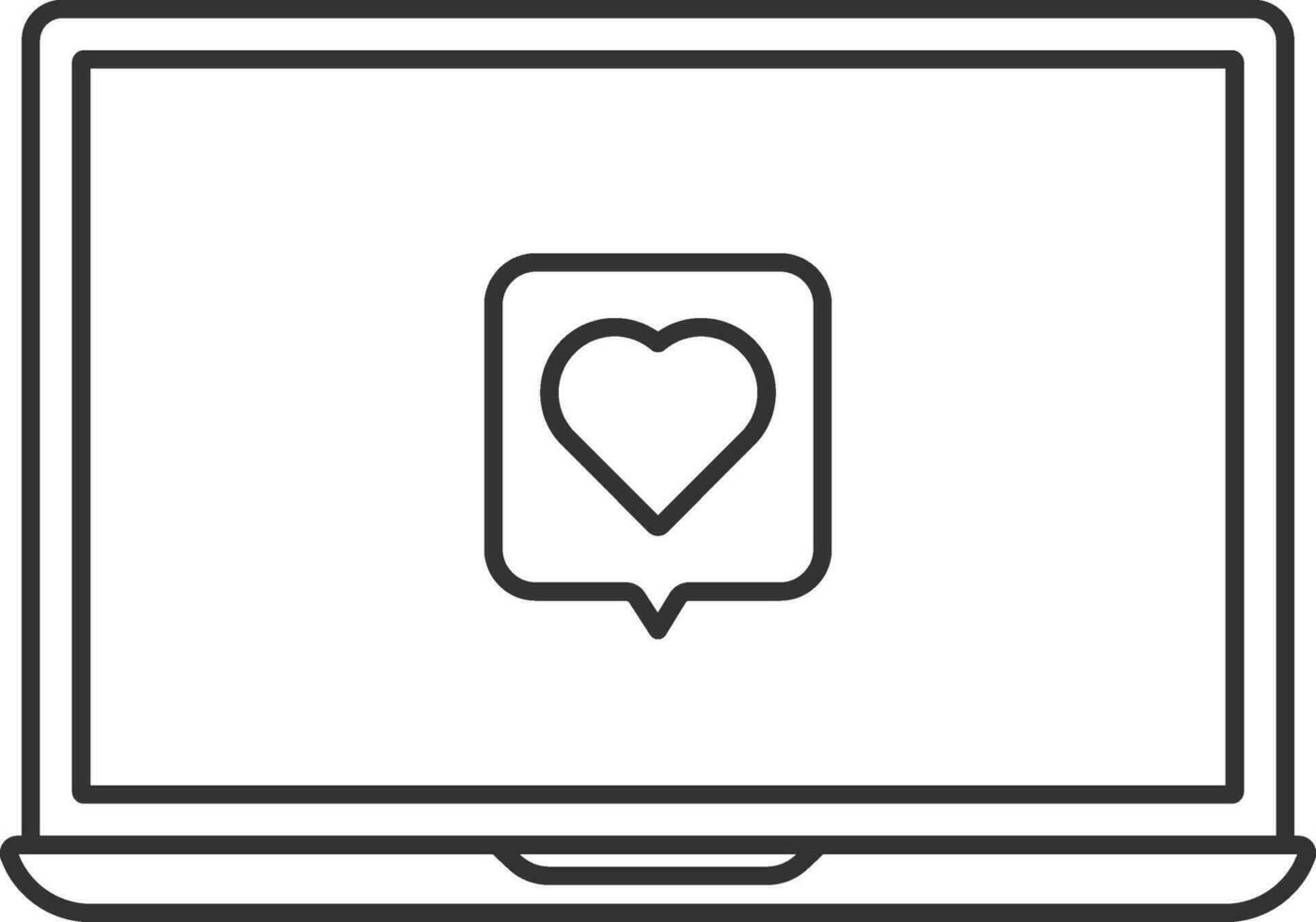 liefde of favoriete bericht in laptop icoon. vector
