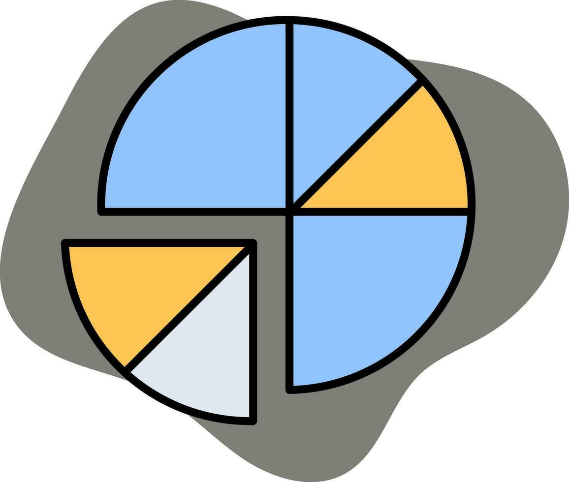 blauw en geel kleur taart tabel icoon Aan grijs achtergrond. vector