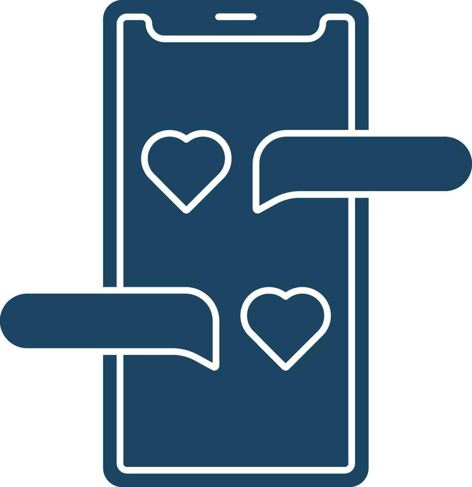 geïsoleerd liefde babbelen Aan smartphone icoon in blauw kleur. vector