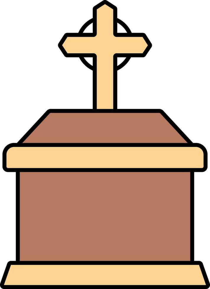 lijkkist icoon in bruin en oranje kleur. vector