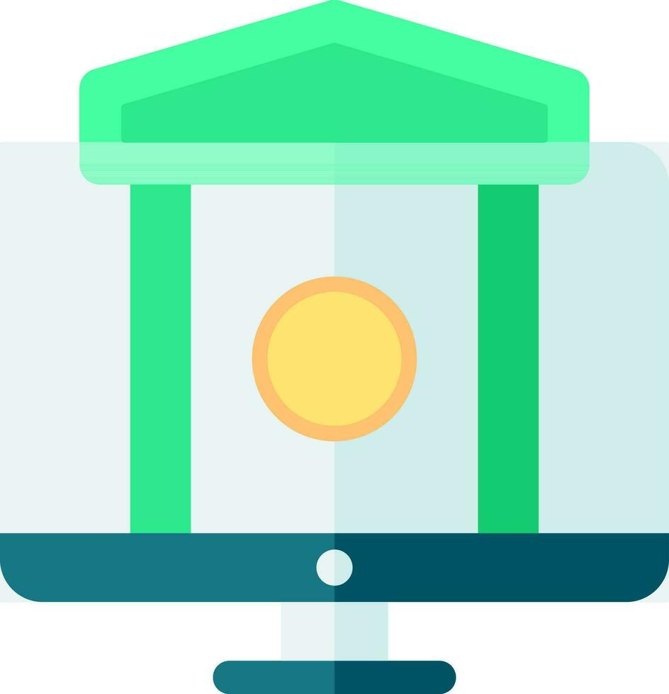 vlak stijl online bank in bureaublad icoon. vector