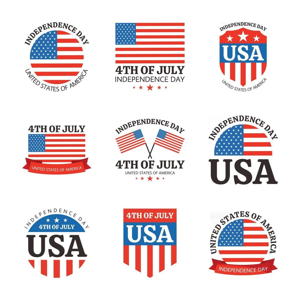 amerika onafhankelijkheidsdag badges vector