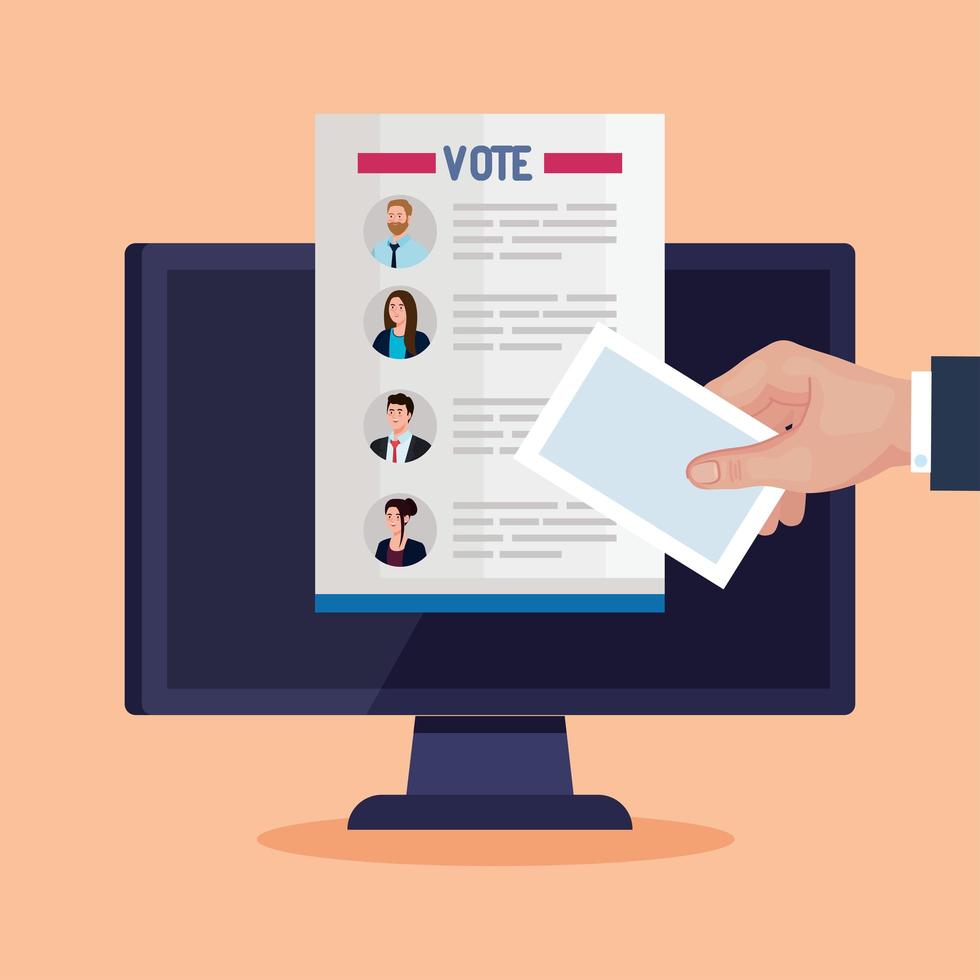 verkiezingsdag stem presidenten papier op computer vector design