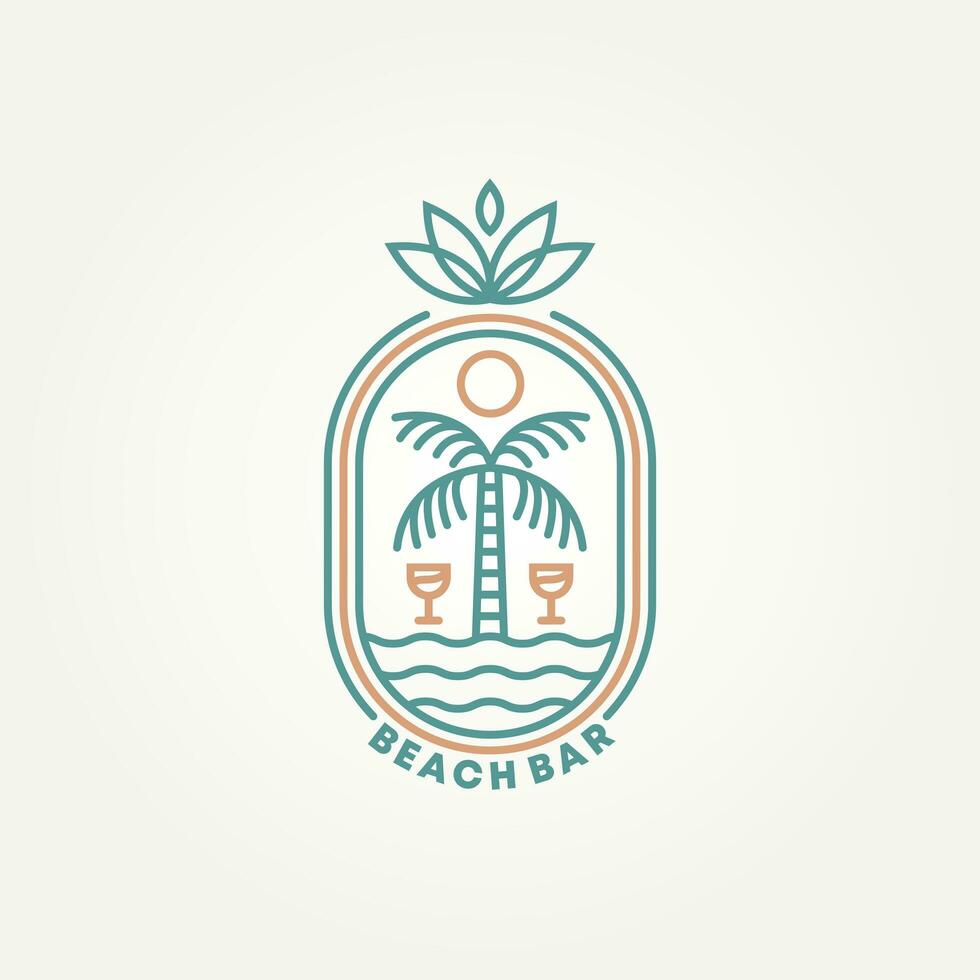 minimalistische strand bar zomer club insigne logo sjabloon vector illustratie ontwerp. gemakkelijk modern tropisch kokosnoot palm boom met cocktail embleem logo concept