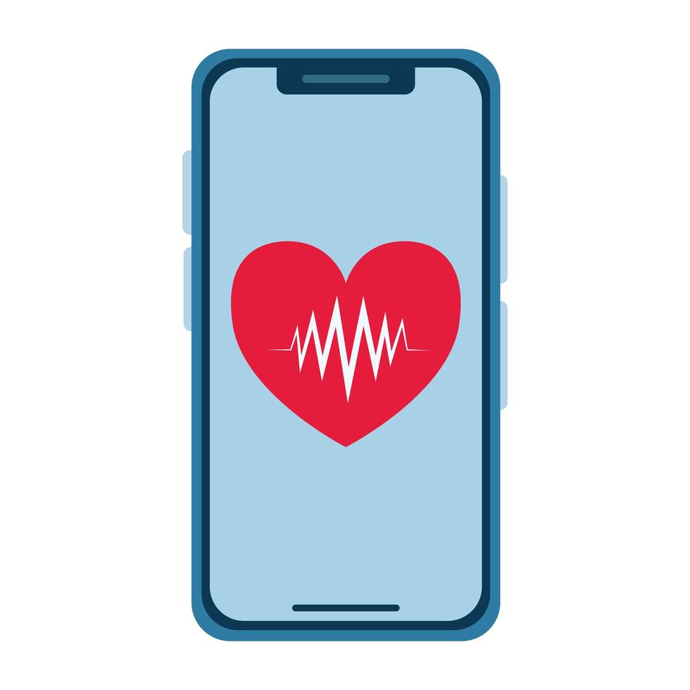 smartphone met hart cardio app-pictogram vector