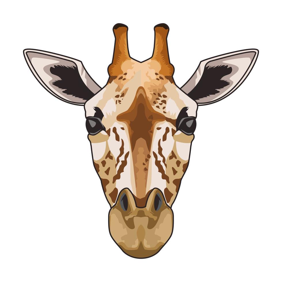 giraf dierlijk wild hoofdkarakter op witte achtergrond vector